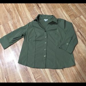 Dress Barn olive green blouse